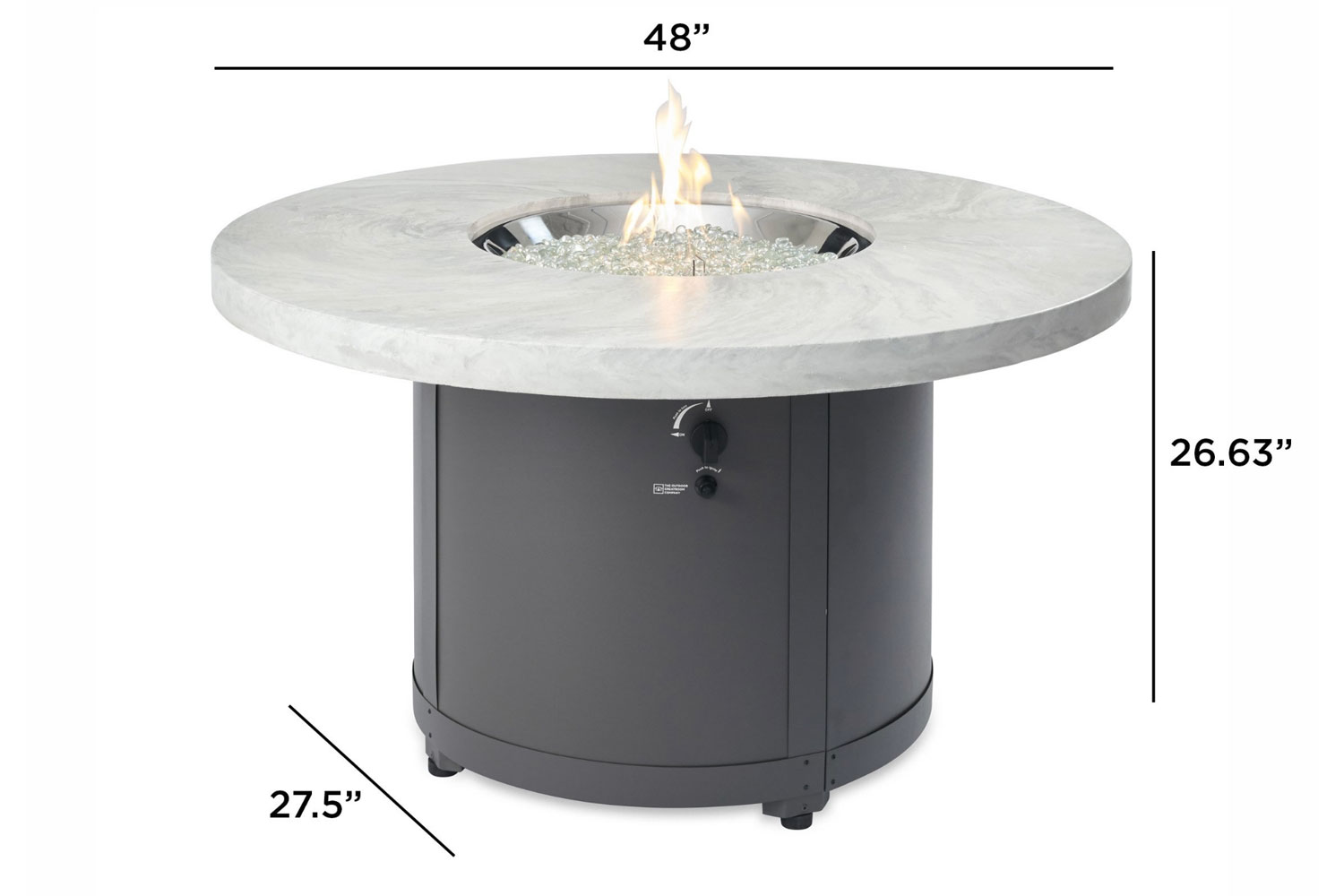 Beacons Chat Height White Onyx Fire Pit Table Specifications