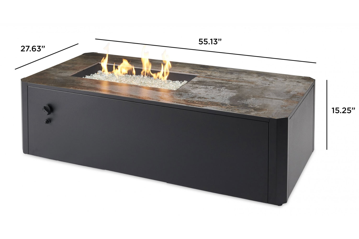 Kinney Linear Gas Fire Pit Table The, 65 Rectangular Outdoor Propane Gas Fire Pit Table In Gray